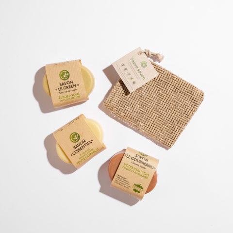 Coffret ça mousse : savon et sauve-savon en lin